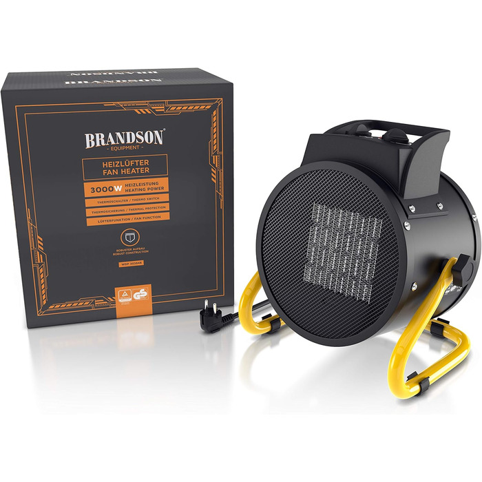 Керамічний обігрівач потужністю 3000 Вт - Будівельний обігрівач/осушувач повітря - Турбоелектричний вентилятор-обігрівач із захистом від перегріву - Надзвичайно потужний - 2 режими нагріву - для будівельних майданчиків, будинків, майстерень, гаражів A 300