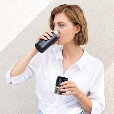 Чайна пляшка Navaris з нержавіючої сталі та скла з ситечком - пляшка для чаю 300 мл, чайник на винос - кухоль для чаю, пляшка для пиття, чайник для заварювання чаю з боросилікатного скла