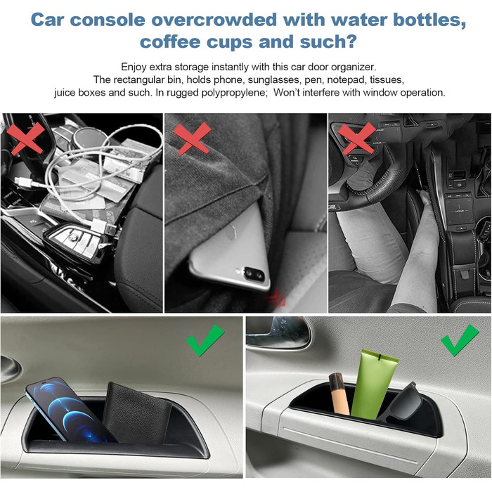 Сумісний з VW Up E UP Seat MII Skoda Citigo 2013-2022 2023 Коробка для зберігання автомобілів Двері автомобіля Внутрішня рама Кришки коробки Коробка для зберігання E-UP Аксесуари Mii Electric Citigo-e (2 шт. и)