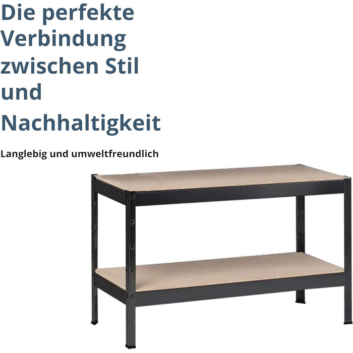 Стелаж SCHULTE Shelf World для важких умов експлуатації з 2 дерев&39яними полицями, 43x100x40 см (ВxШxГ), вантажопідйомність на полицю приблизно 150 кг, чорне текстуроване покриття, стелаж для зберігання, стелаж для підвалу, стелаж для майстерні, стелаж б