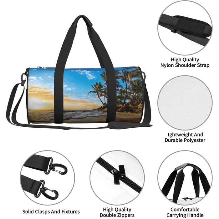 Спортивна сумка, дорожня сумка, пляжна сумка, принт Захід сонця, ландшафтний малюнок, сумка на нічліг, чорна, універсальний розмір, сумка для подорожей