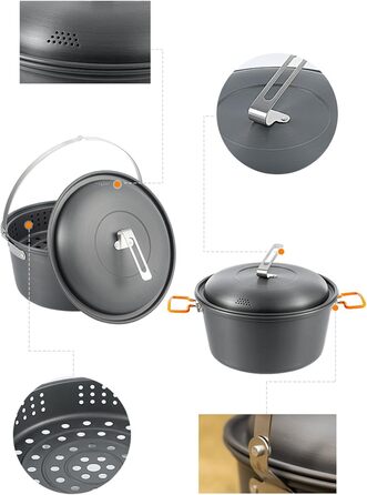 Легкі каструлі для пікніка, каструля для приготування їжі на відкритому повітрі, 4,5 л, алюмінієвий сплав, посуд, підвісна каструля для супу, модель підвісної каструлі для гриля на відкритому повітрі