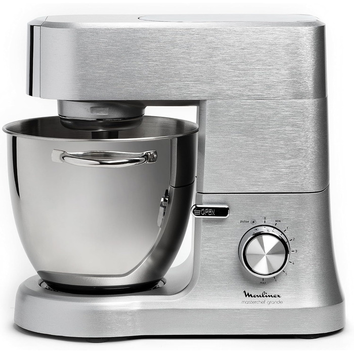 Планетарний міксер Moulinex Masterchef QA810D, 6,7 л, кухонний комбайн з віночком, вінчиком, гаком для тіста, 1500 Вт, 8 швидкосте