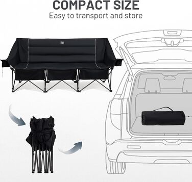 Складаний кемпінговий стілець TIMBER RIDGE для 2 осіб, велика ширина 160 см, диван XXL для кемпінгу, вантажопідйомність 320 кг, складний стілець для 2-місного кемпінгу з великими боковими кишенями, висока спинка для саду на свіжому повітрі, балкон, викори