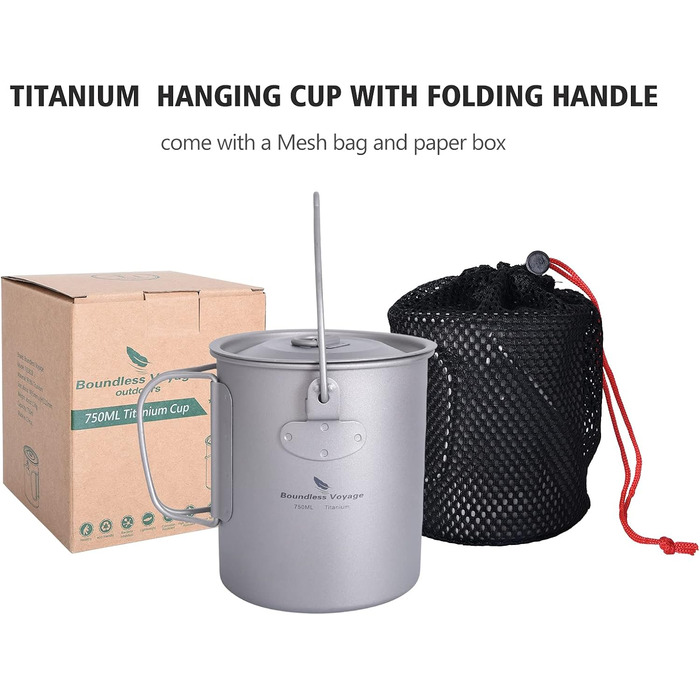 Безмежна подорож Відкритий 300 мл 750 мл 1100 мл 1300 мл 2900 мл Титанова каструля з кришкою Складана ручка для кемпінгу, походів, пікніка Надлегка портативна пляшка для води Чашка для спорту Набір сірих