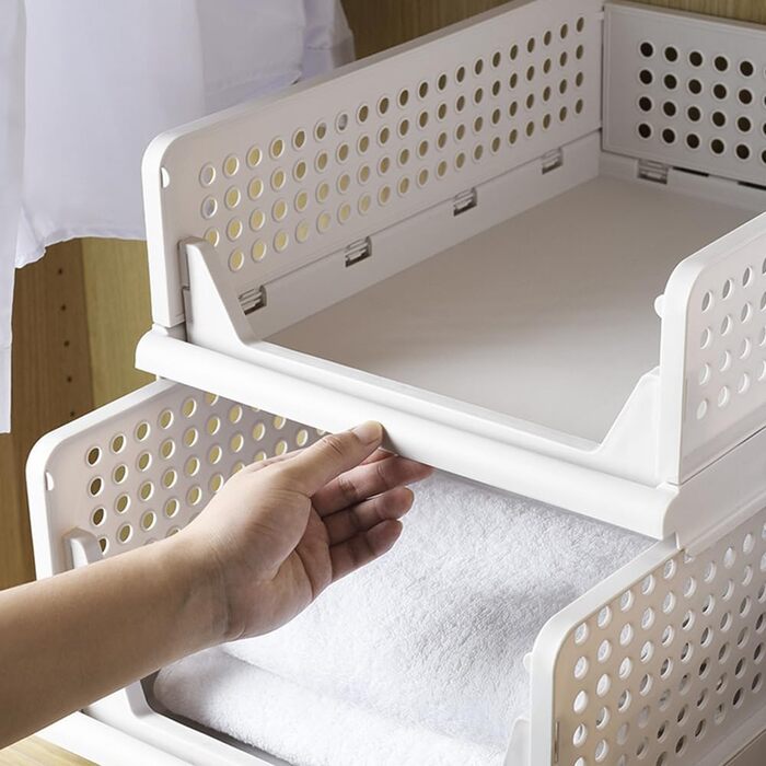 Органайзер для шафи-купе, штабелювана коробка для зберігання одягу, ковдр та іграшок, 33,5 x 43 x 56 см, 4 (2 шт.) - Білий 33,5 x 43 x 56 см, 4 шт. (2 шт.) Білий