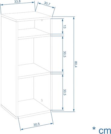 Полиця KOMTO Біла - Маленька книжкова полиця, Полиця-настільна полиця, Кубічна полиця, Офічна полиця 33,8 x 30,7 x 80,4 см, Книжкова шафа RIM2 для дитячої кімнати, Полиця для вітальні, RIM2 Біла