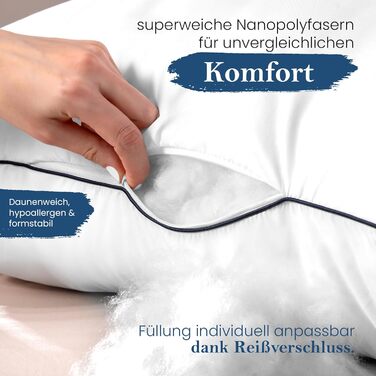 Високоякісна подушка Gentle North 80x80 см готельної якості - Пухнаста, добре наповнена подушка для сну, підходить для алергіків (сертифікована Oeko-Tex Standard 100) - Можна прати при 60C 80x80