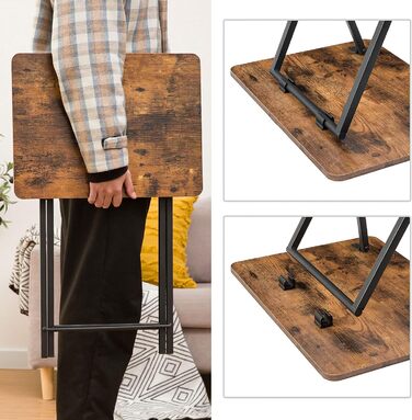 Приставний столик HOOBRO, складна тумбочка, журнальний столик, складна підставка для телевізора для обіду, обідня закуска, столики для ноутбука для невеликих приміщень, рустикальний коричневий EBF29BZ01