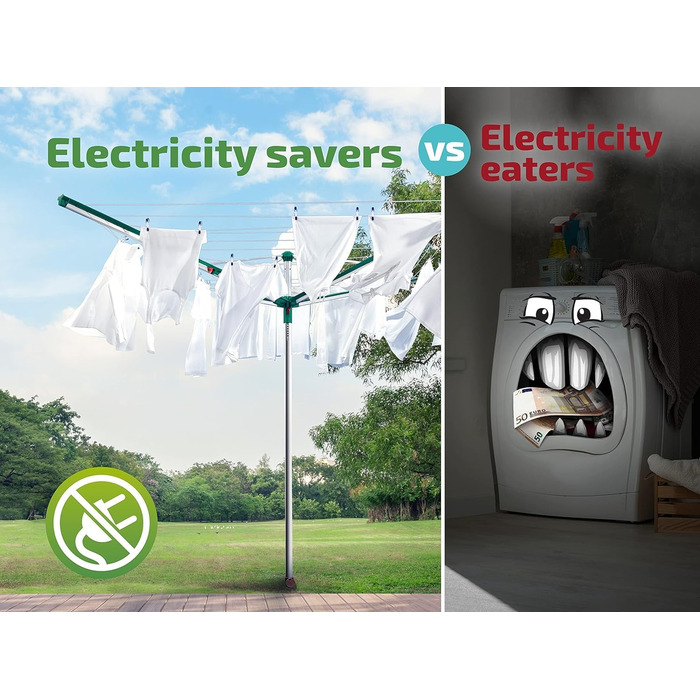 Ротаційна сушильна машина Leifheit Linomatic 500 Easy, втягування лінії для чистої білизни, парасолька для білизни з системою Easy