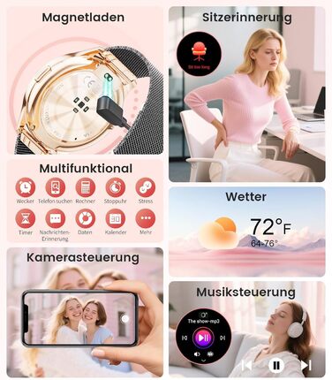 Жіночий смарт-годинник LIGE (2 ремінці), 1,43-дюймовий HD AMOLED-дисплей, смарт-годинник з функцією телефону, фітнес-годинник, спортивний годинник з понад 120 спортивними режимами, відстеження сну, відстеження менструального циклу, годинник для iOS/Androi