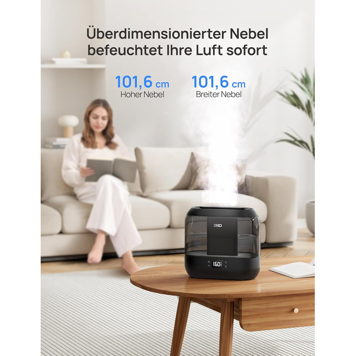 Розумний зволожувач повітря Dreo для спальні, супер великий зволожувач повітря з масляним дифузором і нічним світлом, з верхнім на