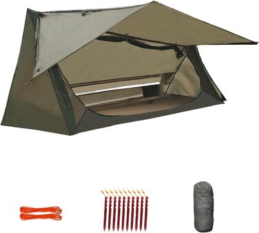 Бівак-намет onewind для 1 особи, 3-сезонний надлегкий туристичний намет з нейлону з дощовиком, водонепроникний бівак-мішок, одномісний намет для кемпінгу на свіжому повітрі, без трекінгових палиць, сучасний