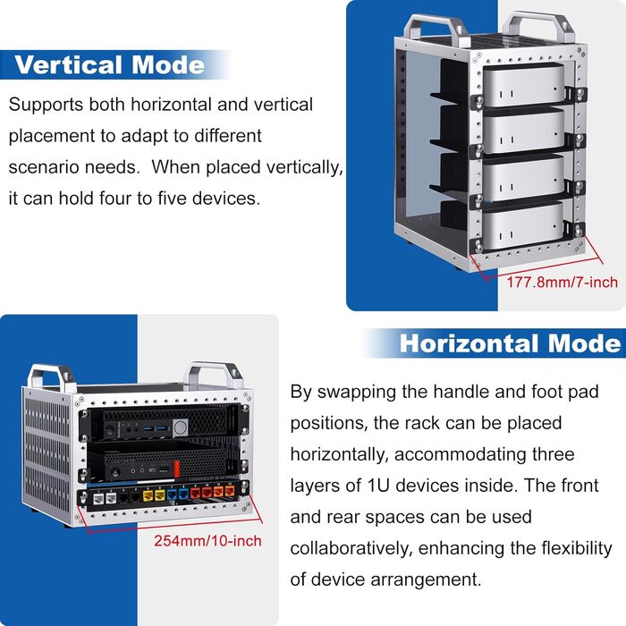 Міні-серверна шафа GeeekPi DeskPi RackMate TT для міні-ПК, мережевих серверів, аудіо- та відеопристроїв, сріблястого кольору