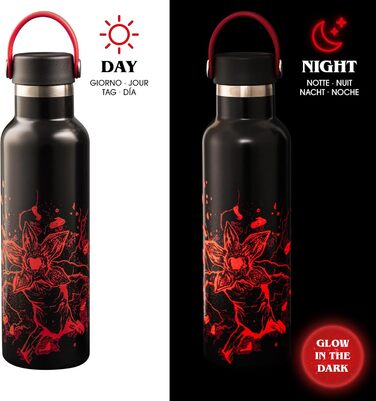 Термос Bialetti Stranger Things, 600 мл світиться в темряві, тримає температуру, не можна мити в посудомийній машині, сріблястий