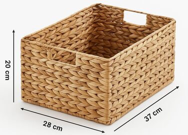 Кошик для зберігання водяного гіацинту прямокутний плетений кошик з ручками сумісний з полицями та Kallax 37x28x20 см натуральний