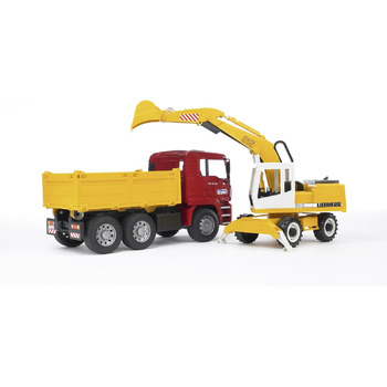 Людина TGA самоскид вантажівка з екскаватором Liebherr лопата екскаватор - 116 будівельний майданчик будівельний транспортний засіб лопата екскаватор працівник bworld будівельна машина вантажівка транспортер, 02751 -