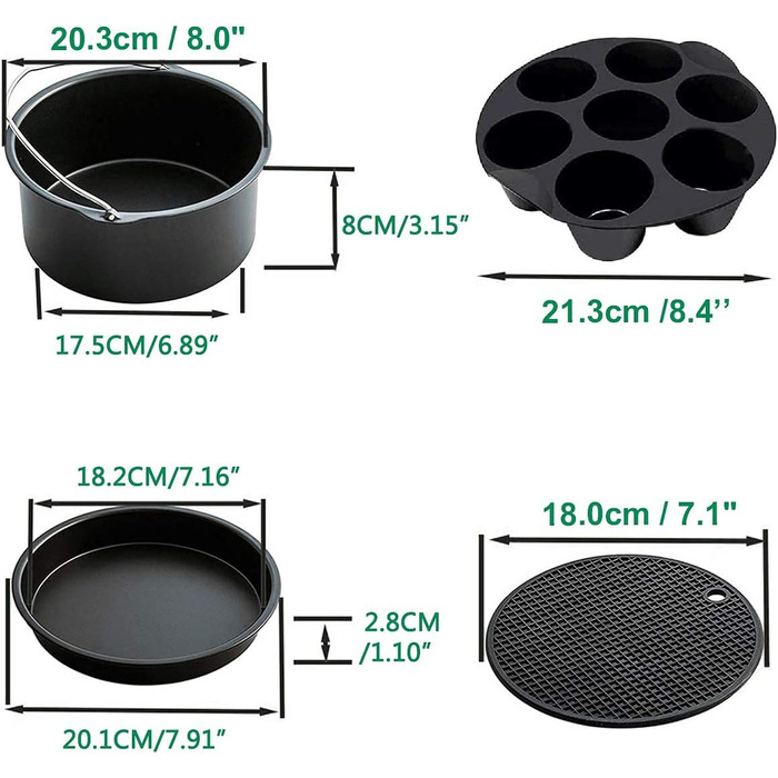 Дюймова універсальна фритюрниця Аксесуари для всіх стандартних фритюрниць XXL 4.2-6.8 літрів - 1ук аксесуарів для фритюрниці, 8-