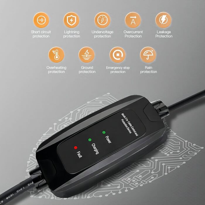 Тип 2 зарядний кабель Schuko 10M, 3,68кВт, 16А, тип 2 зарядний пристрій Schuko зі світлодіодним індикатором Зарядний кабель електр