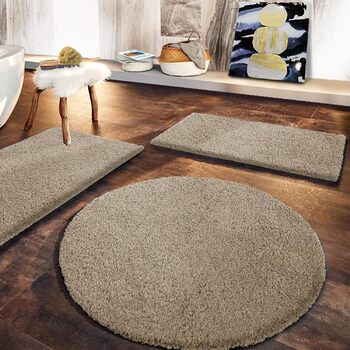 Круглий килимок для ванної casa pura 120 см бежевий, пухнастий волохатий килимок для ванної, нековзний килимок для ванної, можна прати, килимок для душу, килимок/килимок для підлоги для ванної кімнати та душу