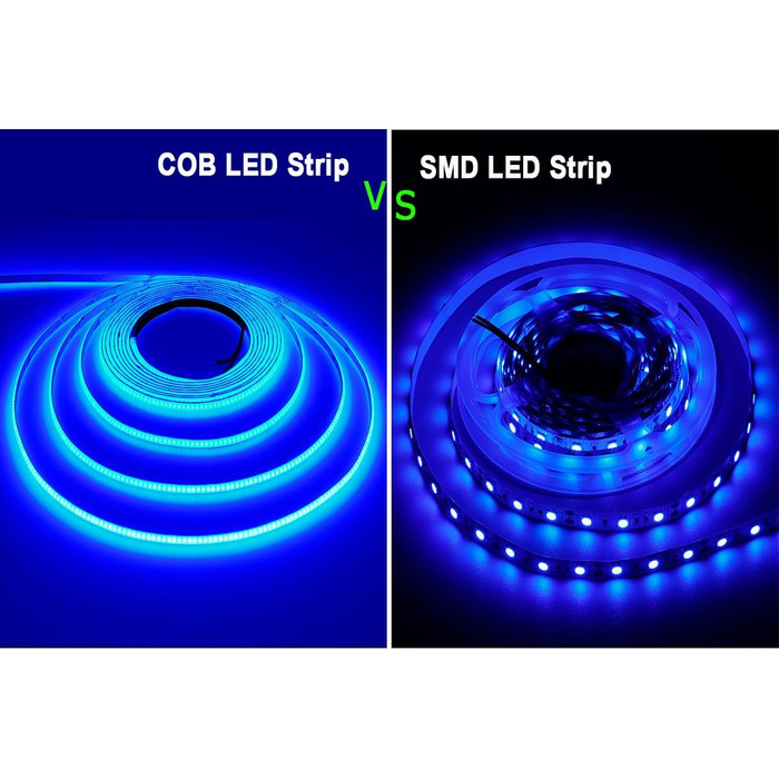 Світлодіодна стрічка TOPAI 12V COB 5M тепла біла, вузька світлодіодна стрічка 3000K Самоклеюча 384 світлодіоди/м CRI90, неводонепроникний гнучкий ріжучий стіл для прикраси домашньої кухні своїми руками (синій, шириною 5 мм)