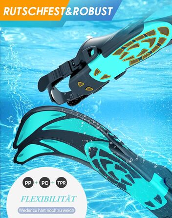 Набір для дорослого з маскою для підводного плавання з регульованими ластами, маскою для підводного плавання із захистом від протікання та запотівання та сухою маскою, професійний набір для підводного плавання 3 в 1, розмір S/M зелений