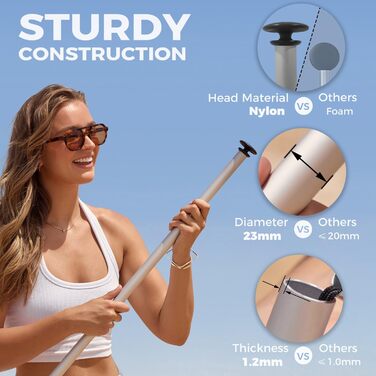 Пляжний намет WEKAPO, сонцезахисний навіс, легко встановлюється, пляжний навіс з 4 міцними жердинами, великими мішками з піском та лопатою, висотою 1,8 м, вітрозахисний сонцезахисний навіс для саду та кемпінгу, UPF 50 синій, 8x8 футів, 4 стійки