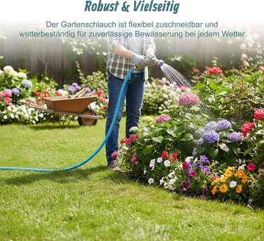 Шланг садовий Relaxdays, на вибір довжини, універсальний водопровідний шланг 1/2, стійкий до УФ-випромінювання та погодних умов, PP, світло-блакитний, 50 м