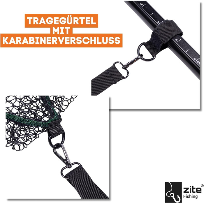 Підсак для лову щуки та судака Zite Fishing з гумовим покриттям та плечовим ременем - складний великий підсак для лову щуки та судака - 165 см 1. Підсак продається окремо
