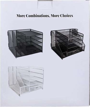 Металевий настільний органайзер, 5-ярусний лоток для паперу та листів з тримачами для файлів, сітчастий настільний органайзер для файлів з тримачем для журналів для зберігання офісних документів (чорний)