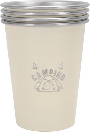 Дорожні кухлі з нержавіючої сталі (304), 350 мл, упаковка з 4 шт. , легкі кемпінгові кухлі для води, кавові кухлі для активного відпочинку, домашнє використання (бежевий)