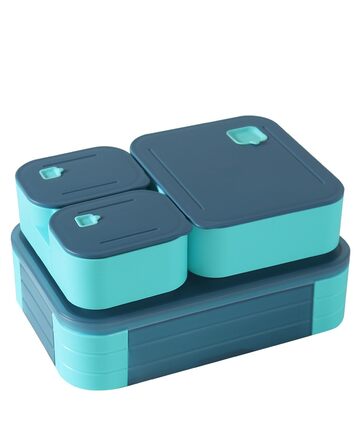 Ланчбокс дитячий з роздільниками 1100 мл - Непротікаючий контейнер для їжі з секціями 3-в-1 для школи - Штабельований бокс для перекусу з кришкою, без BPA, темно-синій