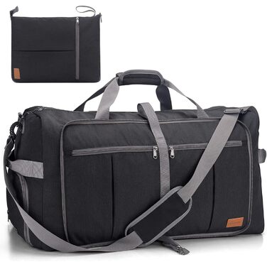 Складана дорожня сумка Upeelife, велика дорожня сумка для жінок та чоловіків, спортивна сумка, водонепроникна, сумка на вихідні з відділенням для взуття та вологою кишенею, темно-чорна, 125 л, сучасна