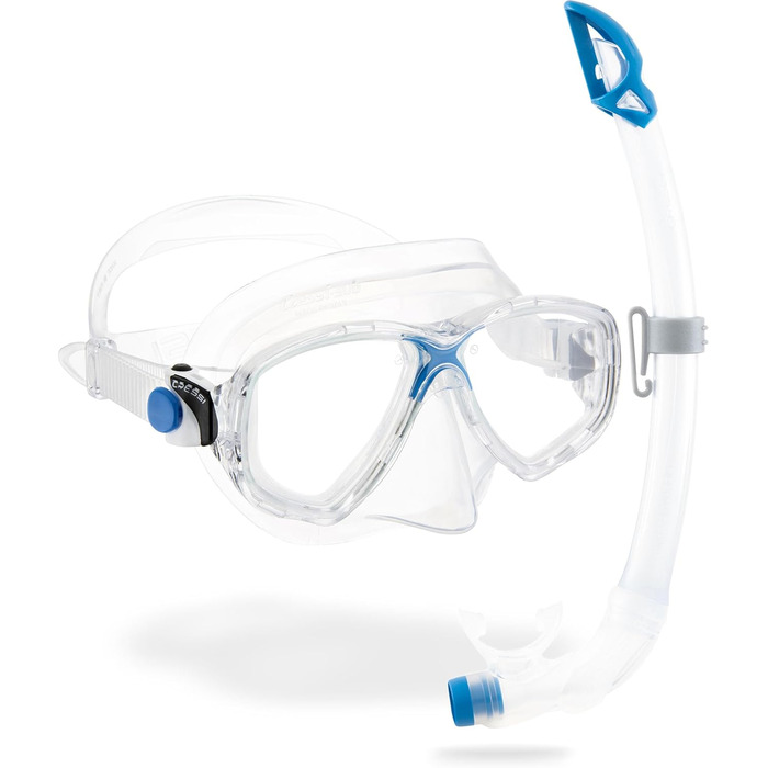 Маска або маска трубка Mexico для дайвінгу та сноркелінгу, один розмір, унісекс прозора/синя маска трубка