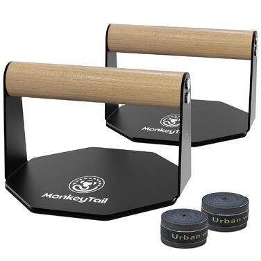 Ручки для віджимань MonkeyTail Обладнання для домашнього спортзалу для віджимань та тренування мязів рук Ручка з пінопласту (чорна) Виготовлена з заліза дерева