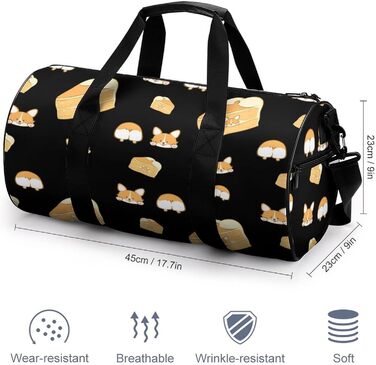 Мила дорожня сумка з собачкою та тістечком, спортивна сумка для чоловіків та жінок