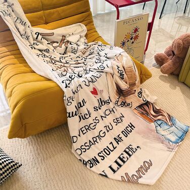 М&39яка ковдра для моєї доньки, від мами, мамина ковдра з німецьким прислів&39ям, фланелева ковдра, ковдри з літерами на Різдво, подарунки на випускний, новинка 1 - мама для доньки - 150x200 см