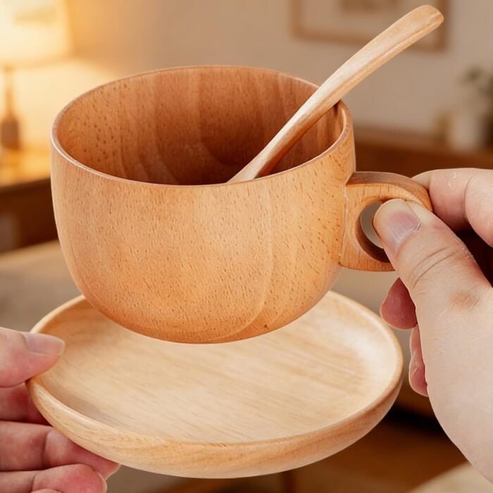 Натуральні дерев&39яні чайні чашки дерев&39яний набір для пиття з ложкою, набір чашок для гольфу, зима, використання на вулиці, в саду, парку, для дому, пікніка, вечірки, ідеально підходить для віскі, пива, гарячих напоїв, екологічно чистий