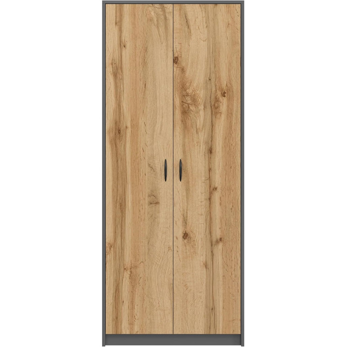 Домашня колекційна шафа, багатофункціональна шафа, полиця, сіра, ширина 74 см, висота 180 см, з шістьма полицями та додатковим відділенням, картотечна шафа, побутова шафа, органайзер, дерев&39яна багатофункціональна шафа 8 полиць, антрацит/дуб