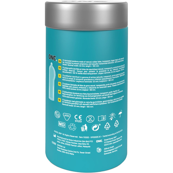 Презервативи ONE Pleasure Plus Унікальний стимулюючий мішечок для посилення відчуттів Веганські, без ГМО, з натурального каучукового латексу 12 шт.