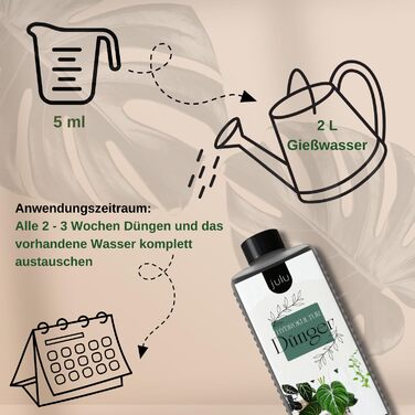 Добриво JULU для гідропоніки кімнатних рослин, більше 100л води для поливу, гідродобриво рідке - сильні та здорові рослини - 250 мл