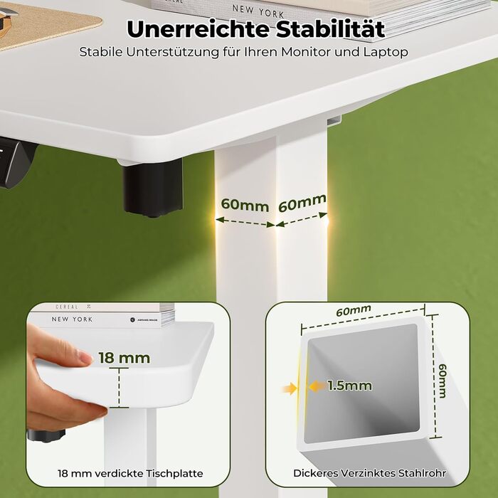 Стіл з регульованою висотою 88 x 50 см, цільна стільниця, електричний стіл з 4 колесами для роботи сидячи та стоячи, невеликий комп&39ютерний стіл для домашнього офісу, білий, ДСП, 88 x 50 см