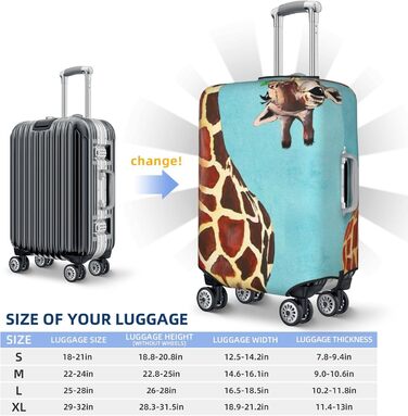 Чохол для валізи Весела Жирафа, міцний захист для багажу, підходить для валіз розміром 45.7 - 81.3 см, Чорний, Великий