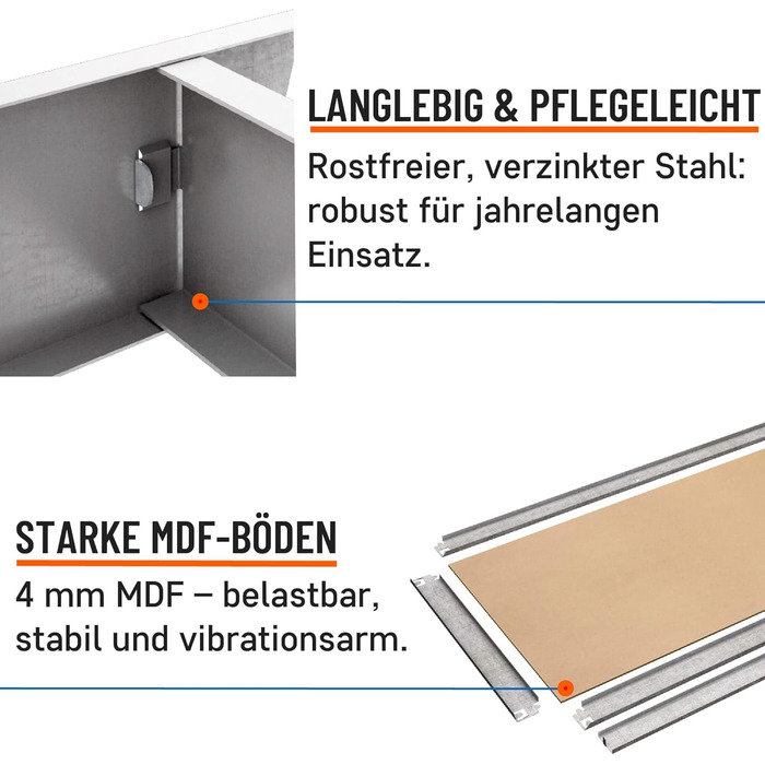 Міцний стелаж, 200x100x40 см, безболтовий стелаж з 5 полицями з МДФ, вантажопідйомність 750 кг, металевий стелаж, гаражний стелаж або стелаж для зберігання, стелаж для підвалу, вантажний стелаж, стелаж для майстерні, оцинкований 200x100x40 - полиці з МДФ 