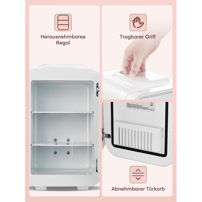 Міні-холодильник FOHERE 5 л зі світлодіодним дзеркалом, 220 В змінного струму / 12 В постійного струму, холодильник для напоїв, не