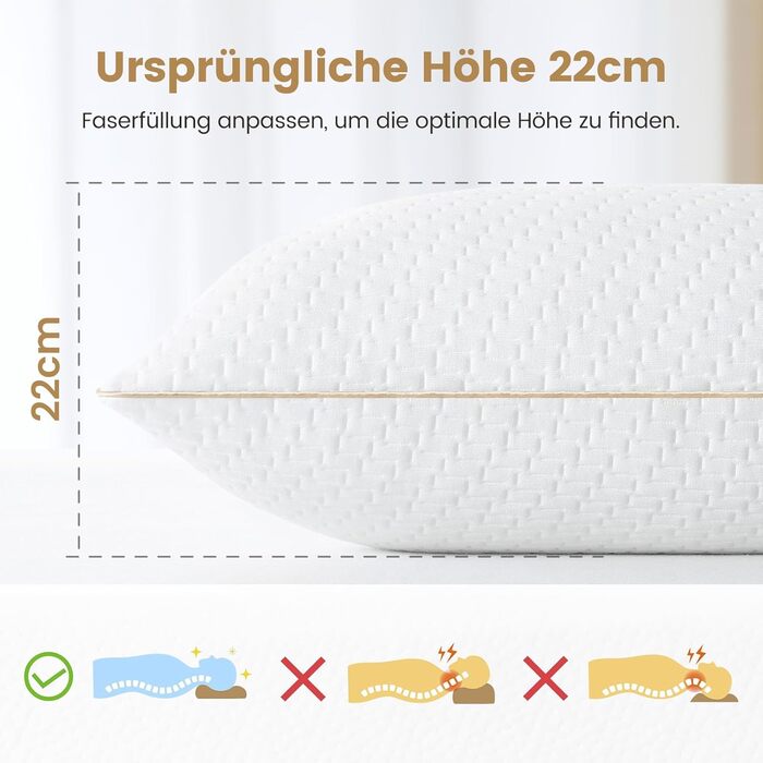 Подушка BedStory 40x80, 2 шт., зі знімним чохлом з бамбукового волокна, антикліщова та антибактеріальна, подушки виготовлені з мікрофібри 950 г x 2, гіпоалергенні, зручні, м&39які та дихаючі, 2 шт. (1 упаковка) 40x80 см