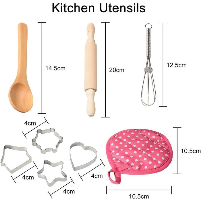 Набір шеф-кухаря NIWWIN, дитячі фартухи, 11 предметів, дитяча кулінарна ігрова кухня, водонепроникна випічка для дівчаток, подарун