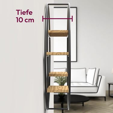 Настінна полиця Gadgy кругла - Настінна полиця з 4 полицями - Настінна полиця з дерева та звареного надтовстого металу - Оздобленн