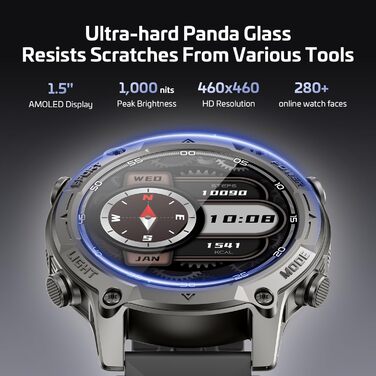 Розумний годинник SOUYIE для чоловіків з GPS, офлайн-картами та 6-супутниковою навігацією, водонепроникність 5 атм, 21 день роботи від батареї, голосовий помічник зі штучним інтелектом, 178 спортивних режимів, фітнес-трекер з монітором серцевого ритму та 