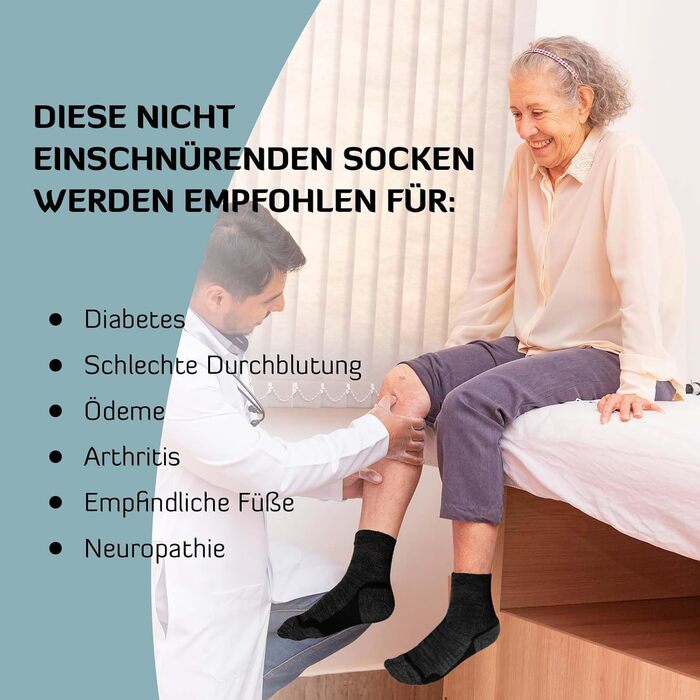 Бамбукові діабетичні шкарпетки LOFIR для жінок діабетичні шкарпетки без еластичної манжети, надзвичайно широкі, широкий пояс, безшовні, короткі шкарпетки для людей похилого віку, набряклі ноги, 5 пар, розміри 39-46, 39-42, різнокольорові - 5 пар